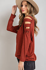 Ladder Cut Out Sleeve Top