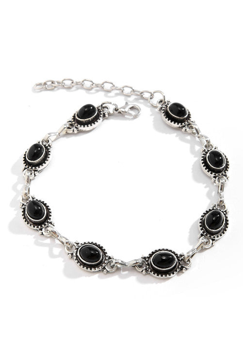 Black stone anklet