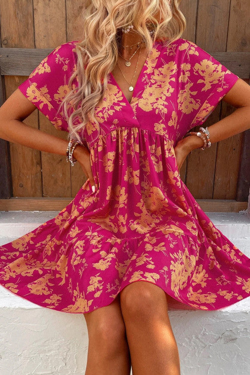 Floral Batwing Smock Dress