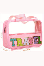 Chenille lettered travel bag