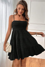 Tiered Textured Skater Dress