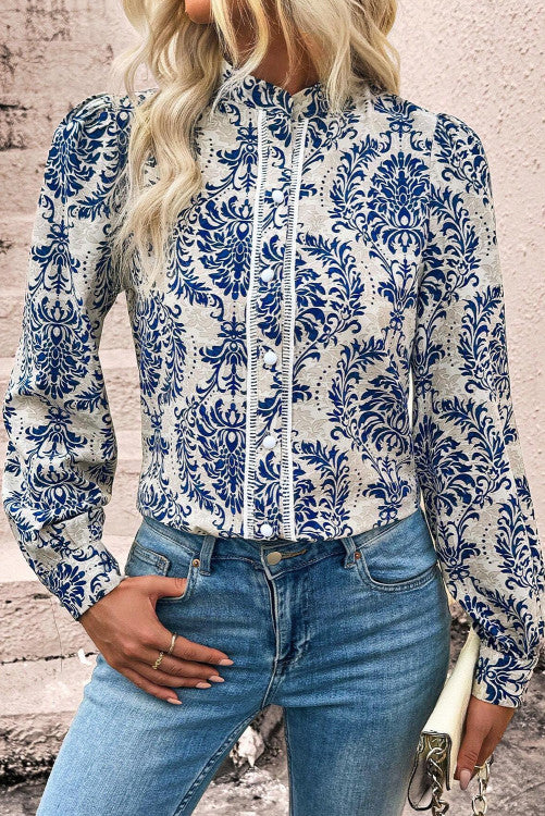 Boho Print Bishop Sleeve Top