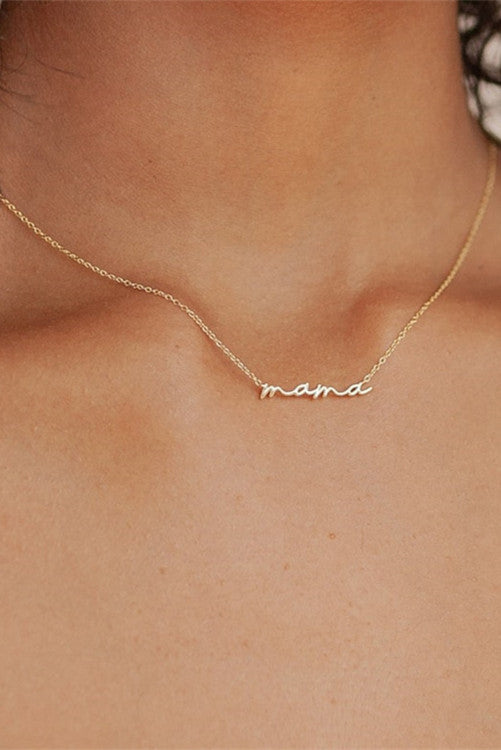 Mama small script necklace