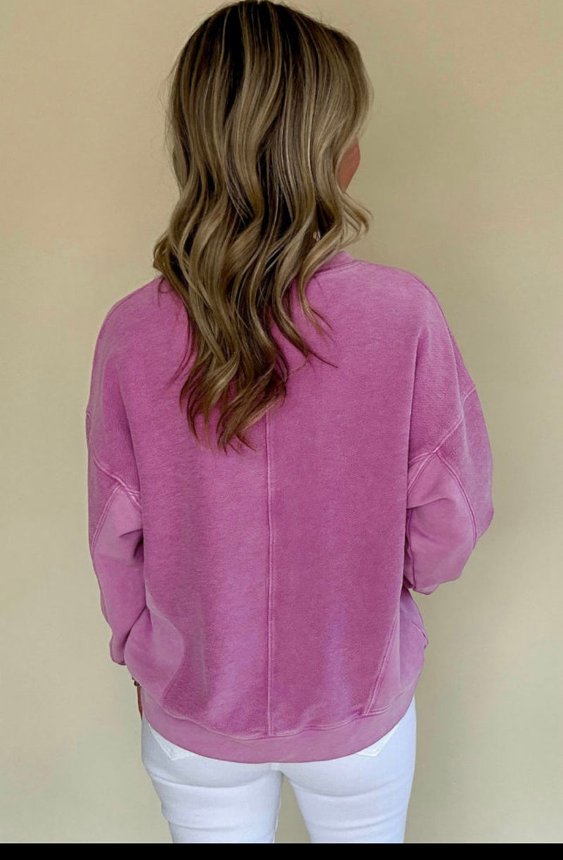 Solid Notched Neck Sweatshirt