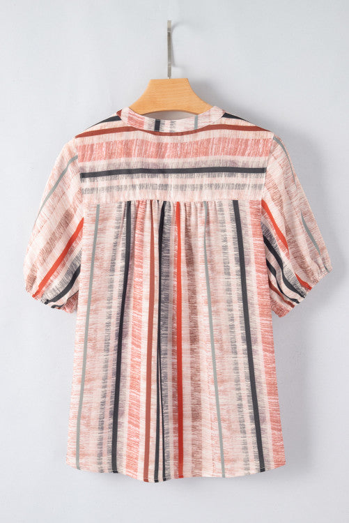 Multicolor Frilled Stripe Top