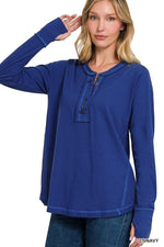 Zenana Button Thumbhole Top