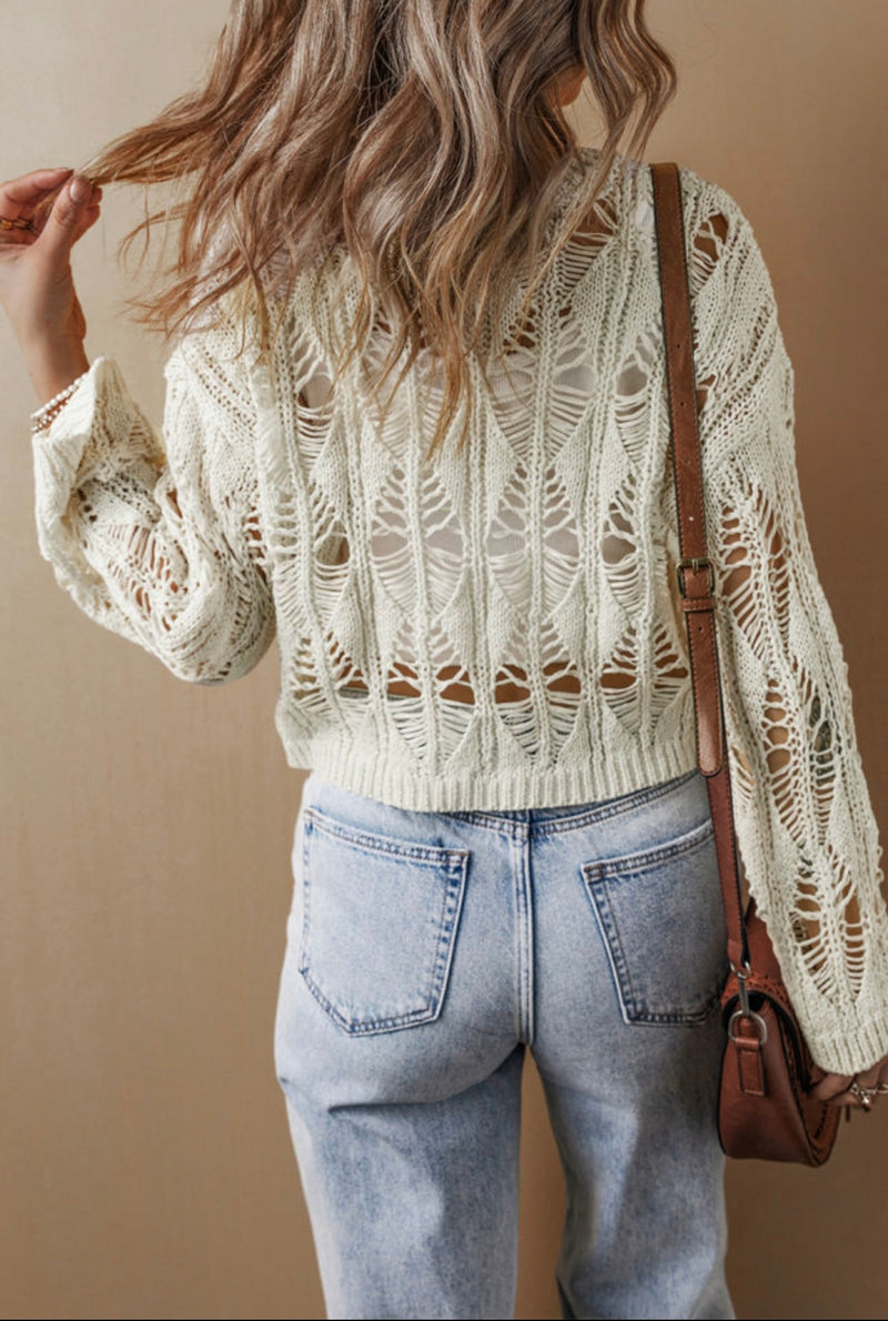 Crochet Loose Fit Cutout Sweater