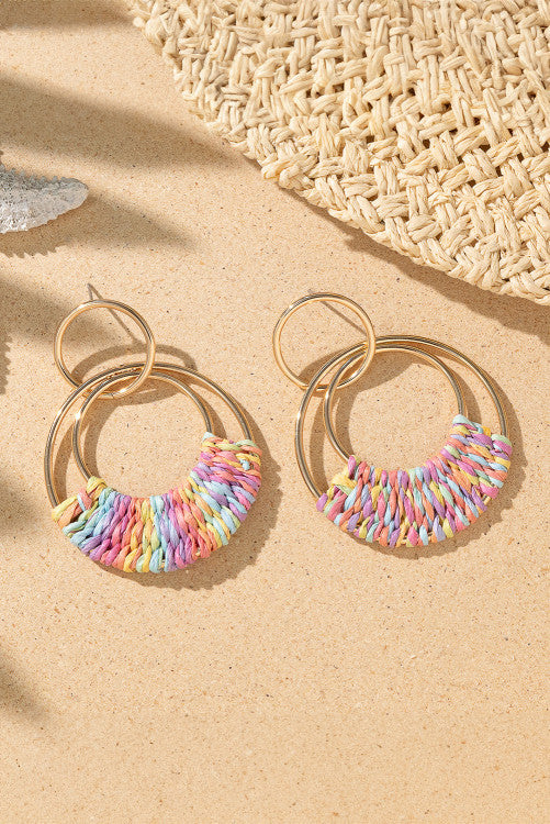 Summer Color Woven Hoop Earrings