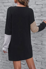 Ribbed Texture Colorblock Dress