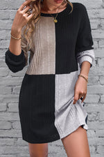 Ribbed Texture Colorblock Dress