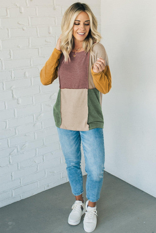 Exposed Seam Colorblock Knit