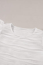 Wavy Textured Ruffle Sleeve Top