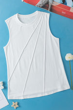 White Crewneck Pleated Tank