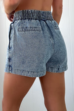 Drawstring Highwaist Jean Skort