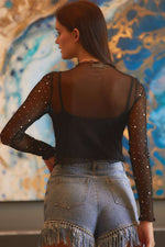 Rhinestone Mesh Top