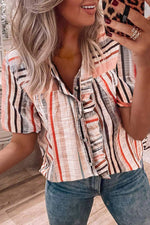 Multicolor Frilled Stripe Top