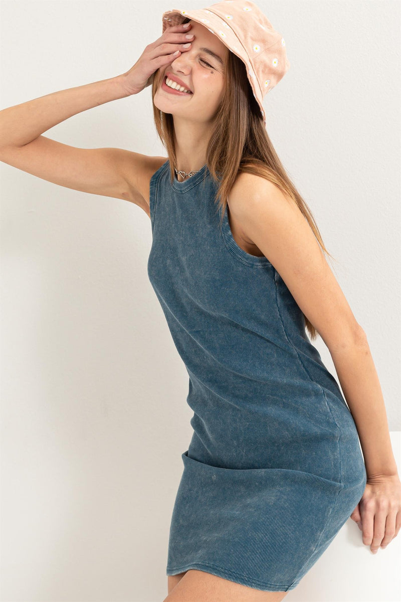 Acid Washed Ribbed Tank dress