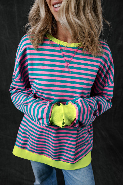 Oversized Contrast Trim Stripe Tunic