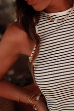 Stripe Button Ribbed Tank