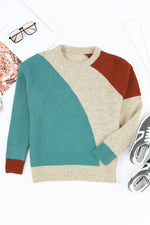 Triple color knit sweater