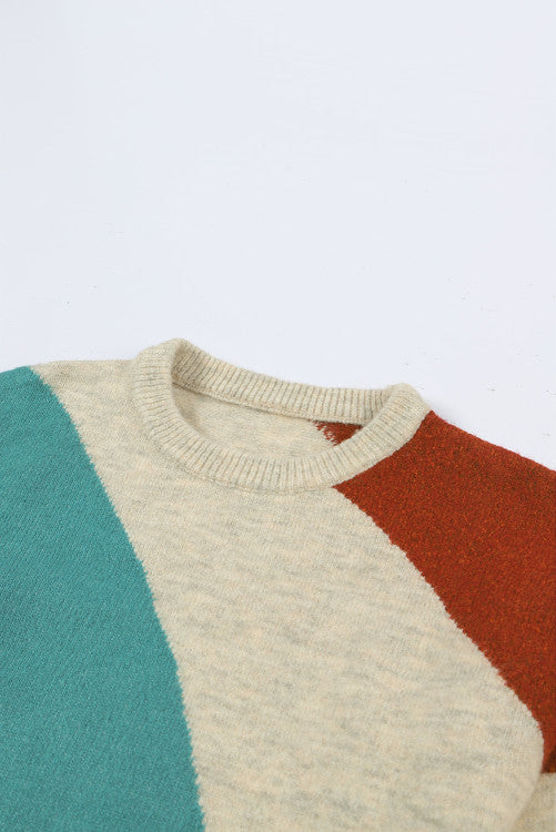 Triple color knit sweater