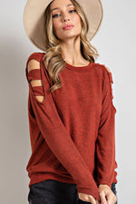 Ladder Cut Out Sleeve Top