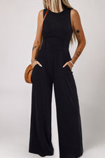 Cinched Waist Wide Leg Jumpsuit