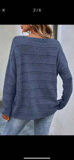 Boatneck Pointelle Sweater