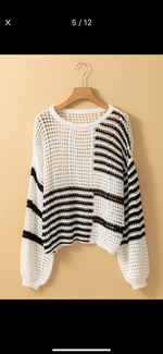 Colorblock Stripe Crochet sweater