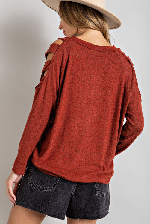 Ladder Cut Out Sleeve Top