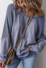 Mineral Wash Waffle Knit Sweatshirt