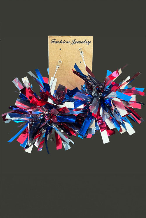 Red white blue Tinsel earrings