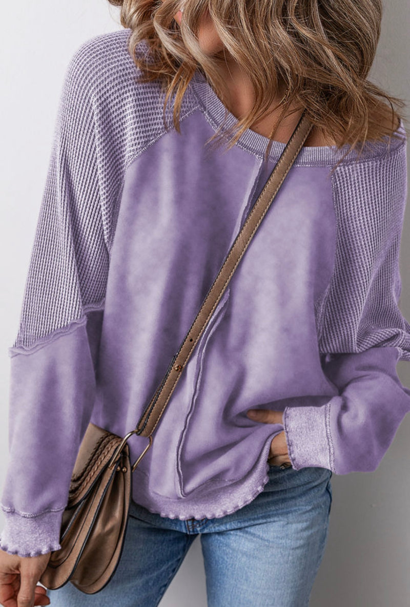 Mineral Wash Waffle Knit Sweatshirt