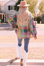 Brushed Plaid Pocketed Jacket