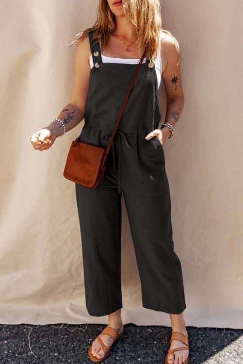 Drawstring Cropped Overall