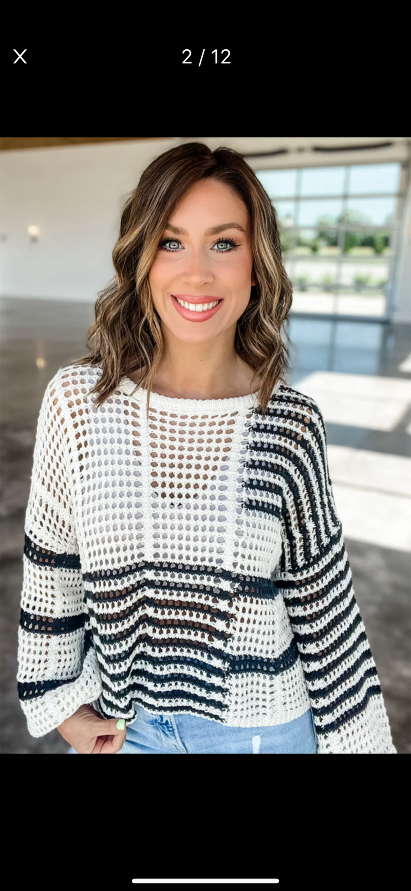 Colorblock Stripe Crochet sweater