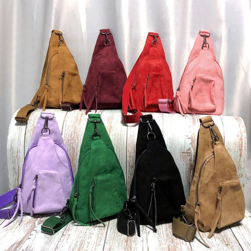 Faux Suede Sling Bag