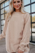 Ribbed Corded Oversized Sweatshirt