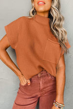 Mock Neck Short Sleeve Sweater