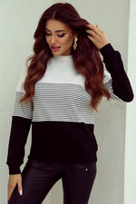 Black and White Long Sleeved Knit Top