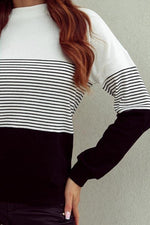 Black and White Long Sleeved Knit Top