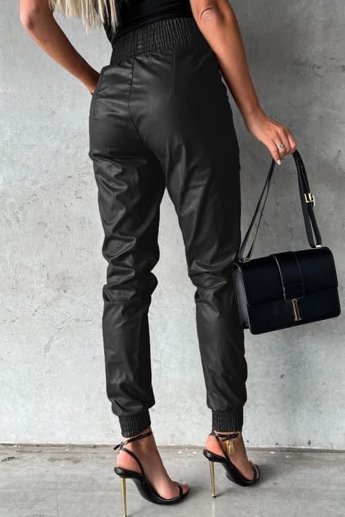 Faux Leather Joggers