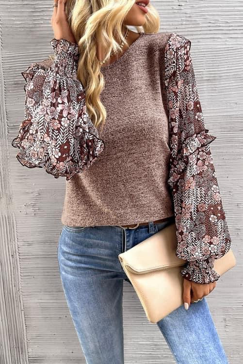 Ruffle Tiered Floral Sleeve Top