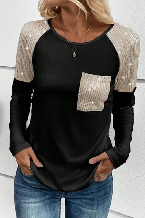 Sparkling Raglan Long Sleeve Top