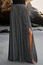 Striped Slit Wide Leg High Waist Pants