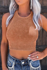 Mineral Washed Ribbed Crop Tank