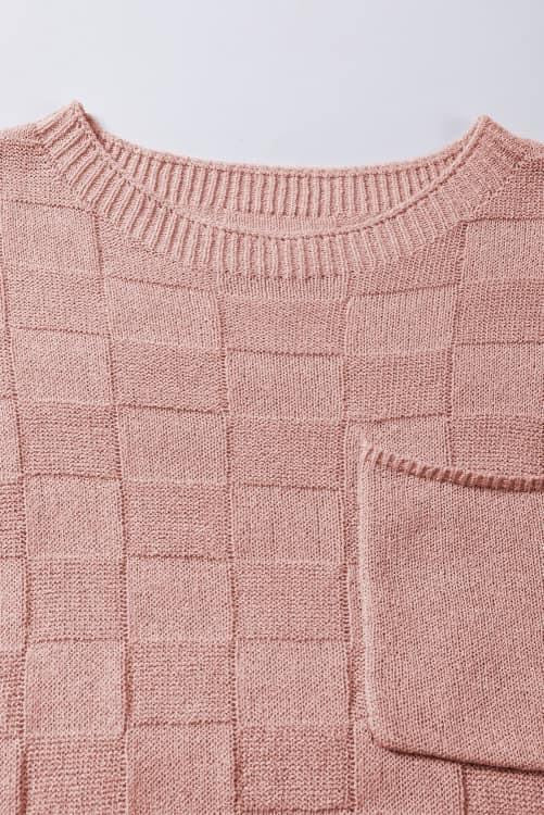 Lattice Textured Knit Short Sleeve