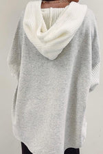 Button up Contrast Sleeve, Knit Hoodie