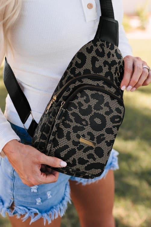 Black Leopard Sling bag