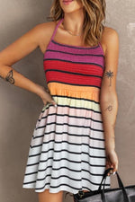 Neck Tie Halter Stripe Dress